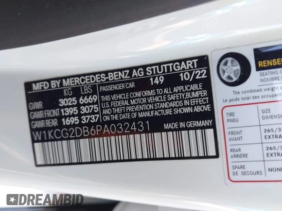 ✅ 2023 Mercedes-Benz EQS 450+ • VIN: W1KCG2DB6PA032431 • Лот: 43210499. Опубликован ранее на IAAI с пробегом 25 479 миль. Бесплатный доступ к архиву аукционных продаж из США и подробный отчёт об истории автомобиля на DreamBid. Изображение 9.