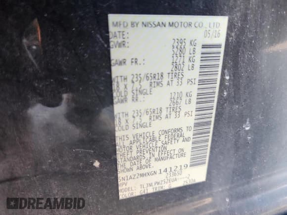 ✅ 2016 Nissan Murano Platinum • VIN: 5N1AZ2MHXGN141219 • Lot: 91024295. Listed on Copart with 176,193 mi. Free auction sales archive from the USA and detailed vehicle history report at DreamBid. Image 13.