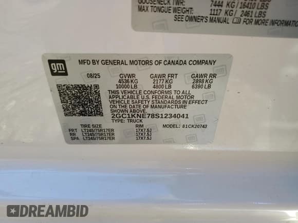 ✅ 2025 Chevrolet Silverado 2500HD LT • VIN: 2GC1KNE78S1234041 • Lot: 85681265. Wystawiony na Copart z przebiegiem 2 408 mil. Bezpłatny archiwum sprzedaży aukcyjnych z USA i szczegółowy raport historii pojazdu na DreamBid. Zdjęcie 12.