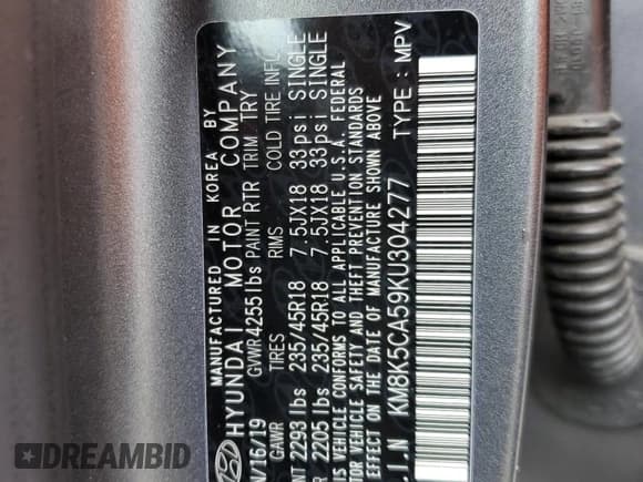 ✅ 2019 Hyundai Kona Ultimate • VIN: KM8K5CA59KU304277 • Лот: 71116444. Опубликован ранее на Copart с пробегом 59 404 миль. Бесплатный доступ к архиву аукционных продаж из США и подробный отчёт об истории автомобиля на DreamBid. Изображение 13.