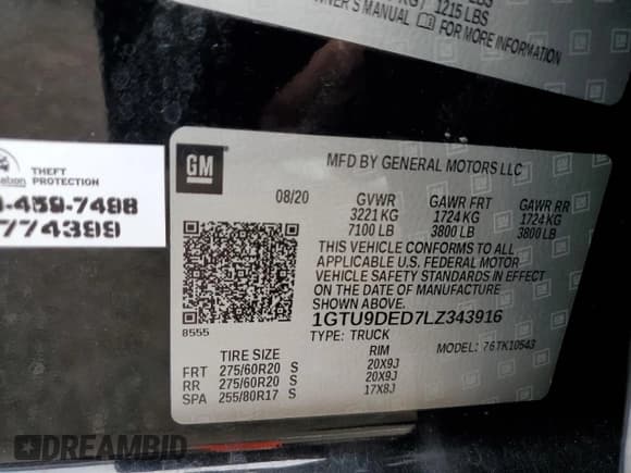 ✅ 2020 GMC Sierra 1500 SLT • VIN: 1GTU9DED7LZ343916 • Лот: 84538065. Опубликован ранее на Copart с пробегом 52 807 миль. Бесплатный доступ к архиву аукционных продаж из США и подробный отчёт об истории автомобиля на DreamBid. Изображение 12.