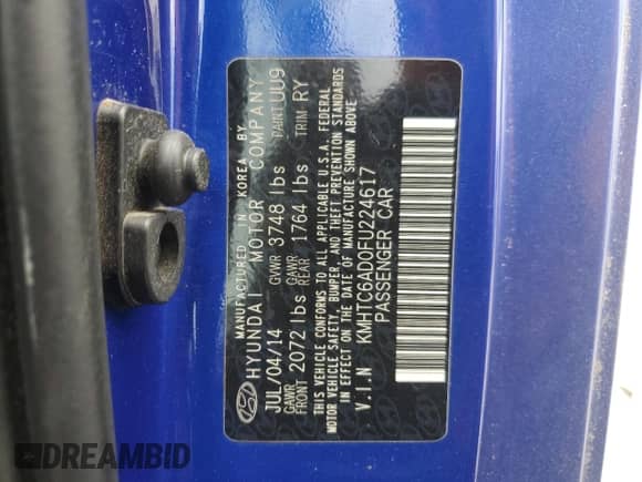 2015 Hyundai Veloster с VIN KMHTC6AD0FU224617, выставлен на аукционе Copart как лот 68470984 с пробегом Не указан миль и Списание • Salvage title. История ставок и продаж доступна на DreamBid. Изображение 14.