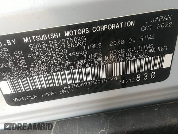 2023 Mitsubishi Outlander SE z VIN JA4T5UA94PZ015149, wystawiony jako IAAI lot #43378201 z przebiegiem 19 516 mil mil oraz . Historia ofert i sprzedaży dostępna na DreamBid. Obrazek 9.