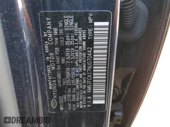 ✅ 2022 Hyundai Tucson SEL Convenience • VIN: KM8JFCA17NU070442 • Lot: 49711034. Wystawiony na Copart z przebiegiem 23 332 mil. Bezpłatny archiwum sprzedaży aukcyjnych z USA i szczegółowy raport historii pojazdu na DreamBid. Zdjęcie 15.