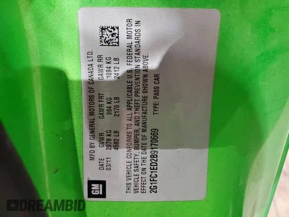 2011 Chevrolet Camaro 2LT z VIN 2G1FC1ED2B9170669, wystawiony jako Copart lot #90103385 z przebiegiem 179 806 mil mil oraz Szkoda całkowita • Salvage title. Historia ofert i sprzedaży dostępna na DreamBid. Obrazek 12.