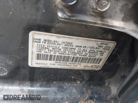 ✅ 2004 Mitsubishi Lancer ES • VIN: JA3AJ26E74U061200 • Lot: 43745112. Listed on IAAI with 276,250 mi. Free auction sales archive from the USA and detailed vehicle history report at DreamBid. Image 9.