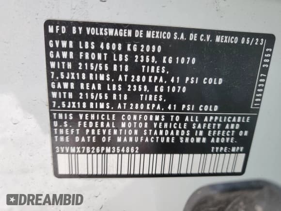 ✅ 2023 Volkswagen Taos S • VIN: 3VVMX7B26PM354862 • Lot: 46114935. Wystawiony na Copart z przebiegiem 10 376 mil. Bezpłatny archiwum sprzedaży aukcyjnych z USA i szczegółowy raport historii pojazdu na DreamBid. Zdjęcie 13.