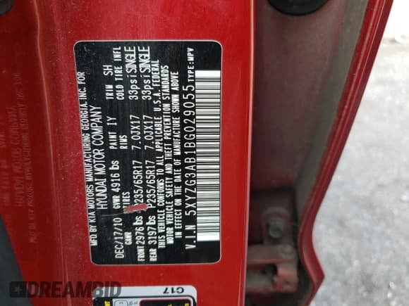 ✅ 2011 Hyundai Santa Fe GLS • VIN: 5XYZG3AB1BG029055 • Lot: 74236144. Listed on Copart with 160,352 mi. Free auction sales archive from the USA and detailed vehicle history report at DreamBid. Image 15.