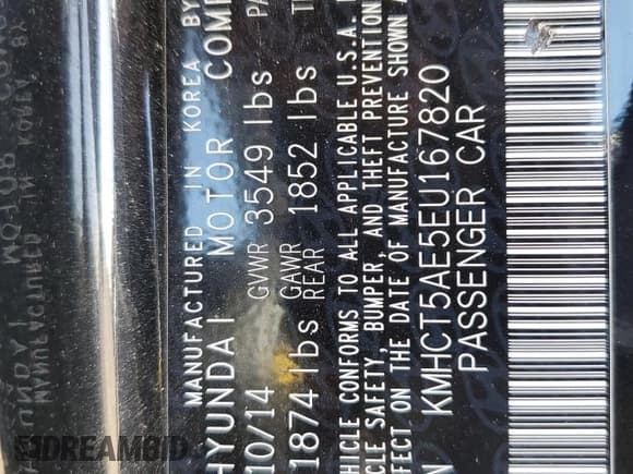 ✅ 2014 Hyundai Accent GS • VIN: KMHCT5AE5EU167820 • Lot: 93706075. Listed on Copart with 153,876 mi. Free auction sales archive from the USA and detailed vehicle history report at DreamBid. Image 12.