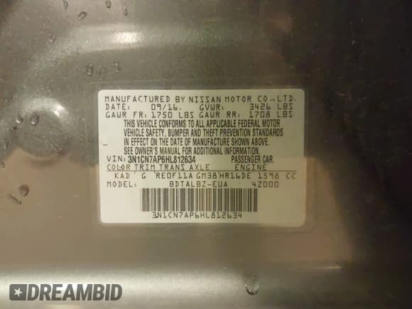 ✅ 2017 Nissan Versa S Plus • VIN: 3N1CN7AP6HL812634 • Лот: 43646054. Опубликован ранее на IAAI с пробегом 165 652 миль. Бесплатный доступ к архиву аукционных продаж из США и подробный отчёт об истории автомобиля на DreamBid. Изображение 9.