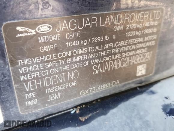 ✅ 2017 Jaguar XE 25t • VIN: SAJAR4BG2HA965297 • Lot: 80946675. Listed on Copart with 115,055 mi. Free auction sales archive from the USA and detailed vehicle history report at DreamBid. Image 13.