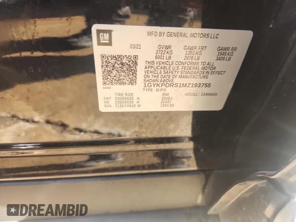 ✅ 2021 Cadillac XT6 Premium Luxury • VIN: 1GYKPDRS1MZ193755 • Лот: 71124125. Опубликован ранее на Copart с пробегом 101 210 миль. Бесплатный доступ к архиву аукционных продаж из США и подробный отчёт об истории автомобиля на DreamBid. Изображение 13.