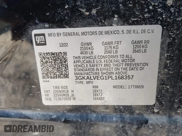 ✅ 2023 GMC Terrain SLT • VIN: 3GKALVEG1PL168357 • Lot: 40829839. Listed on IAAI with 17,896 mi. Free auction sales archive from the USA and detailed vehicle history report at DreamBid. Image 9.