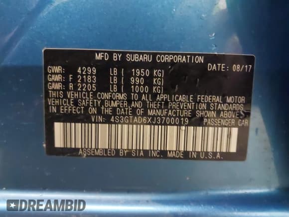 ✅ 2018 Subaru Impreza Premium • VIN: 4S3GTAD6XJ3700019 • Лот: 42308734. Опубликован ранее на IAAI с пробегом 27 660 миль. Бесплатный доступ к архиву аукционных продаж из США и подробный отчёт об истории автомобиля на DreamBid. Изображение 9.