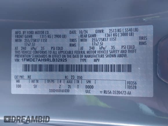 ✅ 2024 Ford Bronco Big Bend • VIN: 1FMDE7AH9RLB32925 • Лот: 43905559. Опубликован ранее на IAAI с пробегом 20 387 миль. Бесплатный доступ к архиву аукционных продаж из США и подробный отчёт об истории автомобиля на DreamBid. Изображение 9.