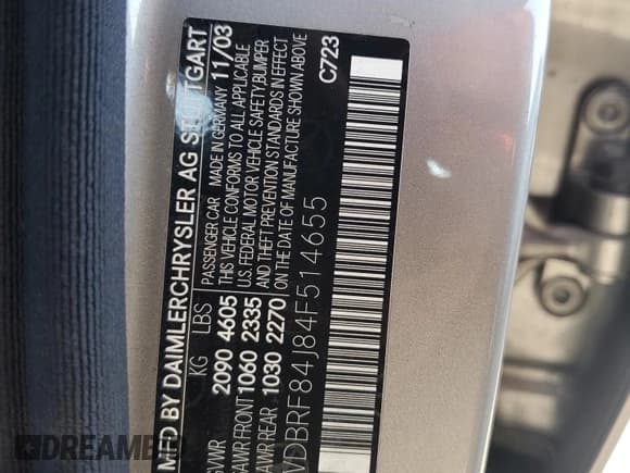 ✅ 2004 Mercedes-Benz C 320 • VIN: WDBRF84J84F514655 • Lot: 61608865. Listed on Copart with 127,763 mi. Free auction sales archive from the USA and detailed vehicle history report at DreamBid. Image 13.