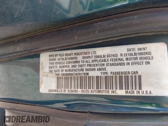 ✅ 1998 Subaru Legacy Outback • VIN: 4S3BG6857W7617838 • Lot: 42800728. Wystawiony na IAAI z przebiegiem 219 079 mil. Bezpłatny archiwum sprzedaży aukcyjnych z USA i szczegółowy raport historii pojazdu na DreamBid. Zdjęcie 9.