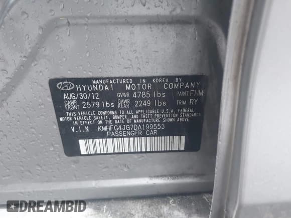 ✅ 2013 Hyundai Azera • VIN: KMHFG4JG7DA199553 • Лот: 42218944. Опубликован ранее на IAAI с пробегом 131 959 миль. Бесплатный доступ к архиву аукционных продаж из США и подробный отчёт об истории автомобиля на DreamBid. Изображение 9.