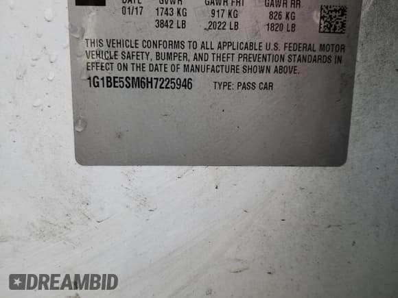 ✅ 2017 Chevrolet Cruze LT • VIN: 1G1BE5SM6H7225946 • Лот: 42672973. Опубликован ранее на Copart с пробегом 111 544 миль. Бесплатный доступ к архиву аукционных продаж из США и подробный отчёт об истории автомобиля на DreamBid. Изображение 13.