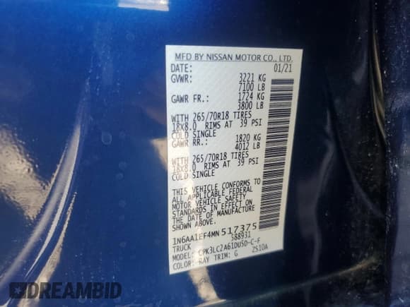 ✅ 2021 Nissan Titan SV • VIN: 1N6AA1EF4MN517375 • Lot: 86134535. Wystawiony na Copart z przebiegiem 45 070 mil. Bezpłatny archiwum sprzedaży aukcyjnych z USA i szczegółowy raport historii pojazdu na DreamBid. Zdjęcie 12.