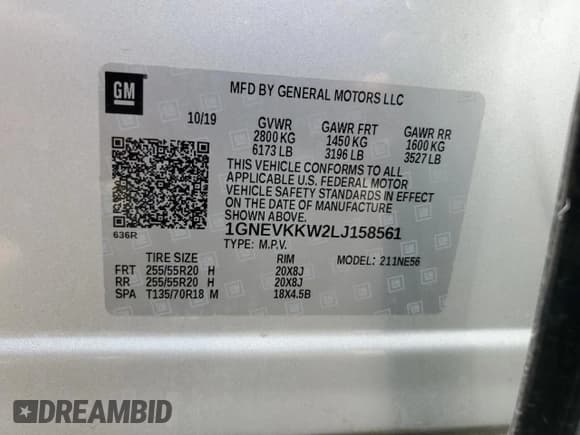 ✅ 2020 Chevrolet Traverse Premier • VIN: 1GNEVKKW2LJ158561 • Лот: 82009605. Опубликован ранее на Copart с пробегом 34 248 миль. Бесплатный доступ к архиву аукционных продаж из США и подробный отчёт об истории автомобиля на DreamBid. Изображение 14.