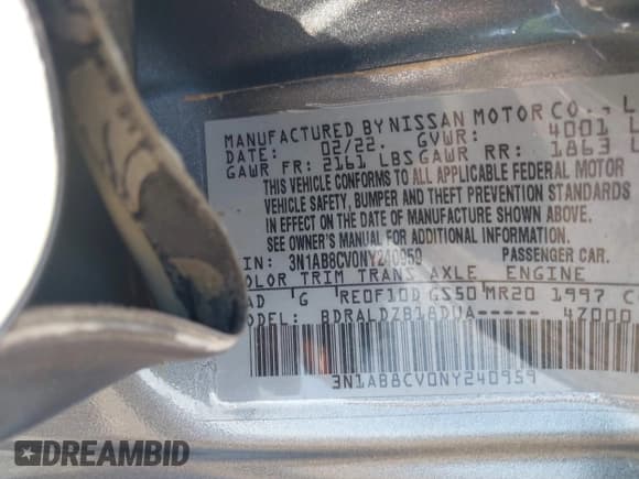 ✅ 2022 Nissan Sentra SV • VIN: 3N1AB8CV0NY240959 • Lot: 43014543. Wystawiony na IAAI z przebiegiem 77 365 mil. Bezpłatny archiwum sprzedaży aukcyjnych z USA i szczegółowy raport historii pojazdu na DreamBid. Zdjęcie 9.