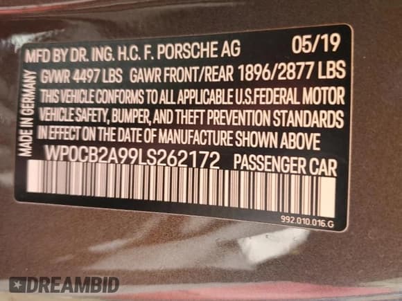 ✅ 2020 Porsche 911 Carrera S • VIN: WP0CB2A99LS262172 • Lot: 91892375. Wystawiony na Copart z przebiegiem 12 822 mil. Bezpłatny archiwum sprzedaży aukcyjnych z USA i szczegółowy raport historii pojazdu na DreamBid. Zdjęcie 13.