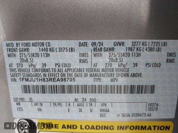 ✅ 2024 Ford Expedition XLT • VIN: 1FMJU1H83REA98705 • Lot: 41867535. Listed on IAAI with 181 mi. Free auction sales archive from the USA and detailed vehicle history report at DreamBid. Image 9.