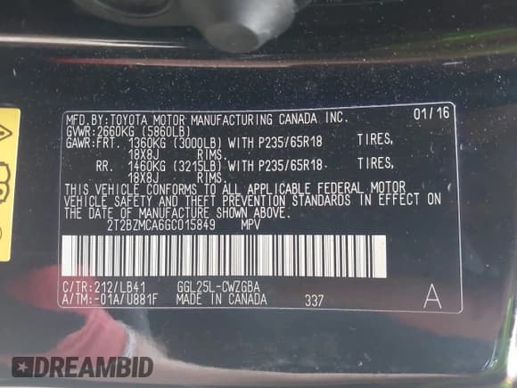 ✅ 2016 Lexus RX 350 • VIN: 2T2BZMCA6GC015849 • Lot: 42277413. Wystawiony na IAAI z przebiegiem 63 927 mil. Bezpłatny archiwum sprzedaży aukcyjnych z USA i szczegółowy raport historii pojazdu na DreamBid. Zdjęcie 9.