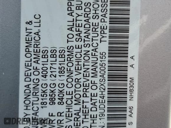 ✅ 2025 Acura Integra • VIN: 19UDE4H2XSA005155 • Lot: 59223935. Listed on Copart with 3,740 mi. Free auction sales archive from the USA and detailed vehicle history report at DreamBid. Image 12.