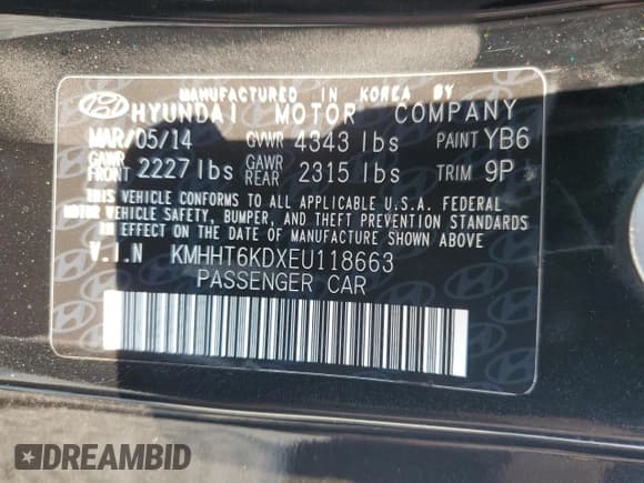 ✅ 2014 Hyundai Genesis Coupe Premium • VIN: KMHHT6KDXEU118663 • Lot: 67302595. Wystawiony na Copart z przebiegiem 114 118 mil. Bezpłatny archiwum sprzedaży aukcyjnych z USA i szczegółowy raport historii pojazdu na DreamBid. Zdjęcie 12.