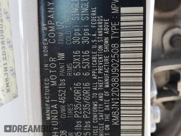 2008 Hyundai Tucson SE z VIN KM8JN12D38U902508, wystawiony jako Copart lot #66384224 z przebiegiem 236 827 mil mil oraz Czysty tytuł • Clean title. Historia ofert i sprzedaży dostępna na DreamBid. Obrazek 13.