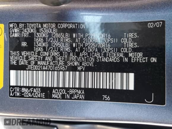 2007 Toyota Highlander w/3rd Row с VIN JTEDD21A470165967, выставлен на аукционе Copart как лот 46708475 с пробегом 197 786 миль миль и Списание • Salvage title. История ставок и продаж доступна на DreamBid. Изображение 13.