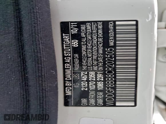 ✅ 2012 Mercedes-Benz C 300 Sport • VIN: WDDGF8BB8CR202505 • Lot: 95630255. Listed on Copart with 90,095 mi. Free auction sales archive from the USA and detailed vehicle history report at DreamBid. Image 12.