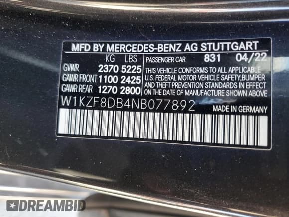 ✅ 2022 Mercedes-Benz E 350 • VIN: W1KZF8DB4NB077892 • Lot: 69404085. Listed on Copart with 74,067 mi. Free auction sales archive from the USA and detailed vehicle history report at DreamBid. Image 13.