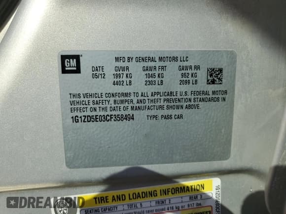 ✅ 2012 Chevrolet Malibu 2LT • VIN: 1G1ZD5E03CF358494 • Lot: 84641925. Listed on Copart with 171,031 mi. Free auction sales archive from the USA and detailed vehicle history report at DreamBid. Image 12.