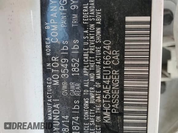 ✅ 2014 Hyundai Accent GS • VIN: KMHCT5AE4EU166240 • Лот: 56554505. Опубликован ранее на Copart с пробегом 56 731 миль. Бесплатный доступ к архиву аукционных продаж из США и подробный отчёт об истории автомобиля на DreamBid. Изображение 13.