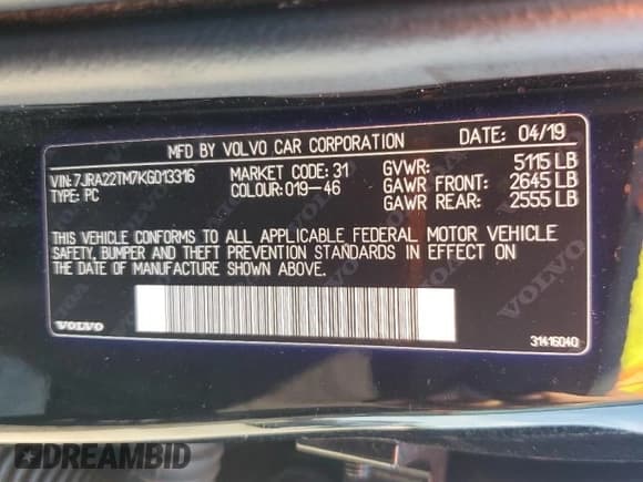 ✅ 2019 Volvo S60 R-Design • VIN: 7JRA22TM7KG013316 • Лот: 66106335. Опубликован ранее на Copart с пробегом 76 285 миль. Бесплатный доступ к архиву аукционных продаж из США и подробный отчёт об истории автомобиля на DreamBid. Изображение 13.