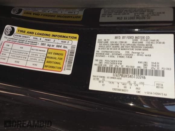 ✅ 2022 Ford Mustang EcoBoost • VIN: 1FATP8UH5N5133246 • Лот: 42238956. Опубликован ранее на IAAI с пробегом 45 472 миль. Бесплатный доступ к архиву аукционных продаж из США и подробный отчёт об истории автомобиля на DreamBid. Изображение 9.