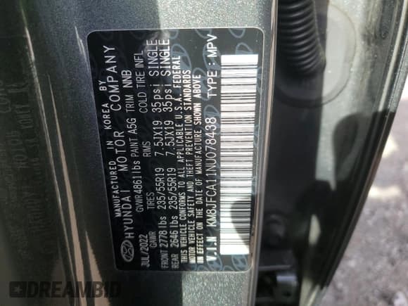 ✅ 2022 Hyundai Tucson SEL Convenience • VIN: KM8JFCA11NU078438 • Lot: 72346154. Wystawiony na Copart z przebiegiem 168 972 mil. Bezpłatny archiwum sprzedaży aukcyjnych z USA i szczegółowy raport historii pojazdu na DreamBid. Zdjęcie 15.