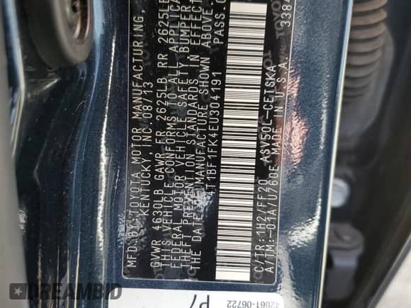 2014 Toyota Camry L with VIN 4T1BF1FK4EU304191, listed as a Copart auction lot 70778585 with 176,301 mi miles and Salvage title. Bid and sale history available at DreamBid. Image 13.