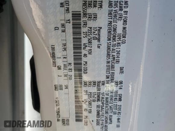 ✅ 2014 Ford C-Max SE • VIN: 1FADP5AU1EL519761 • Лот: 82503575. Опубликован ранее на Copart с пробегом 34 266 миль. Бесплатный доступ к архиву аукционных продаж из США и подробный отчёт об истории автомобиля на DreamBid. Изображение 12.