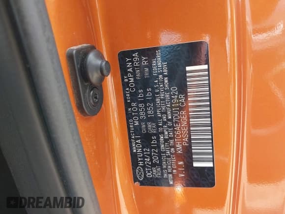 ✅ 2013 Hyundai Veloster Turbo • VIN: KMHTC6AE7DU119420 • Lot: 42676940. Wystawiony na IAAI z przebiegiem 135 948 mil. Bezpłatny archiwum sprzedaży aukcyjnych z USA i szczegółowy raport historii pojazdu na DreamBid. Zdjęcie 9.