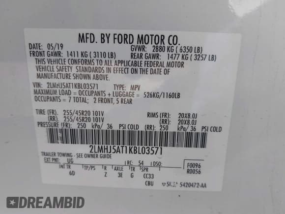 ✅ 2019 Lincoln MKT Reserve • VIN: 2LMHJ5AT1KBL03571 • Лот: 42491449. Опубликован ранее на IAAI с пробегом 81 628 миль. Бесплатный доступ к архиву аукционных продаж из США и подробный отчёт об истории автомобиля на DreamBid. Изображение 9.