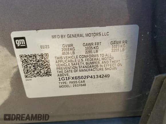 ✅ 2023 Chevrolet Bolt EV 2LT • VIN: 1G1FX6S02P4134249 • Lot: 76943144. Wystawiony na Copart z przebiegiem 47 835 mil. Bezpłatny archiwum sprzedaży aukcyjnych z USA i szczegółowy raport historii pojazdu na DreamBid. Zdjęcie 12.