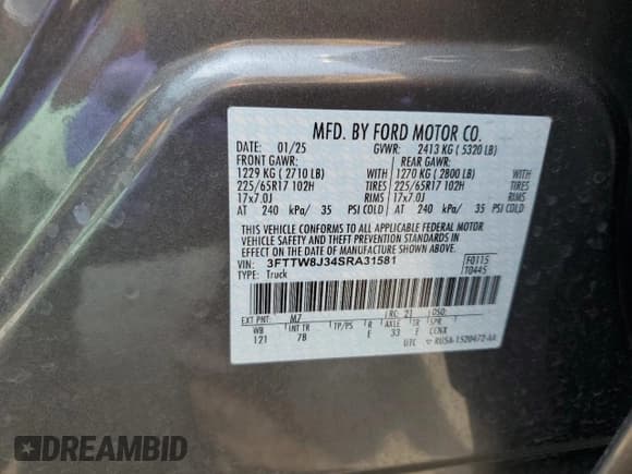 ✅ 2025 Ford Maverick XLT • VIN: 3FTTW8J34SRA31581 • Лот: 58568865. Опубликован ранее на Copart с пробегом 6 301 миль. Бесплатный доступ к архиву аукционных продаж из США и подробный отчёт об истории автомобиля на DreamBid. Изображение 12.