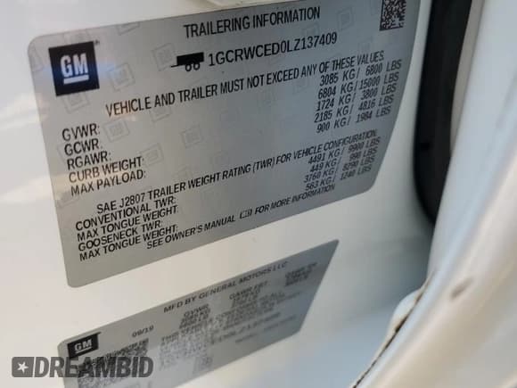 ✅ 2020 Chevrolet Silverado 1500 LT • VIN: 1GCRWCED0LZ137409 • Lot: 80809185. Listed on Copart with 128,672 mi. Free auction sales archive from the USA and detailed vehicle history report at DreamBid. Image 12.