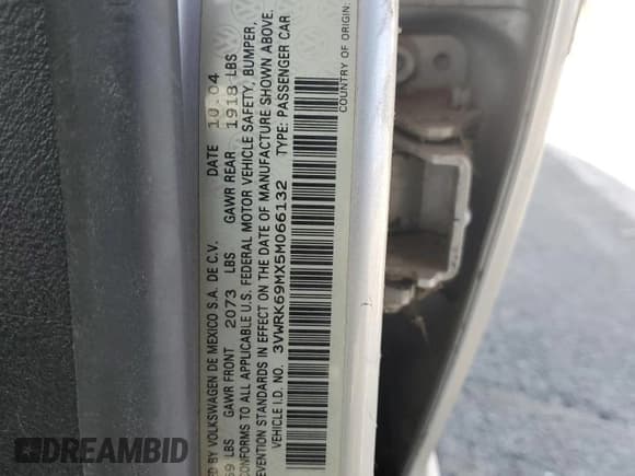 ✅ 2005 Volkswagen Jetta GL • VIN: 3VWRK69MX5M066132 • Lot: 55865785. Listed on Copart with 164,443 mi. Free auction sales archive from the USA and detailed vehicle history report at DreamBid. Image 12.