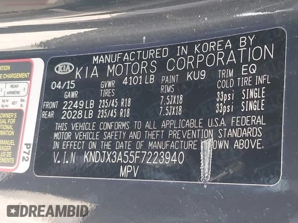 ✅ 2015 Kia Soul + • VIN: KNDJX3A55F7223940 • Лот: 43141885. Опубликован ранее на IAAI с пробегом 135 435 миль. Бесплатный доступ к архиву аукционных продаж из США и подробный отчёт об истории автомобиля на DreamBid. Изображение 9.