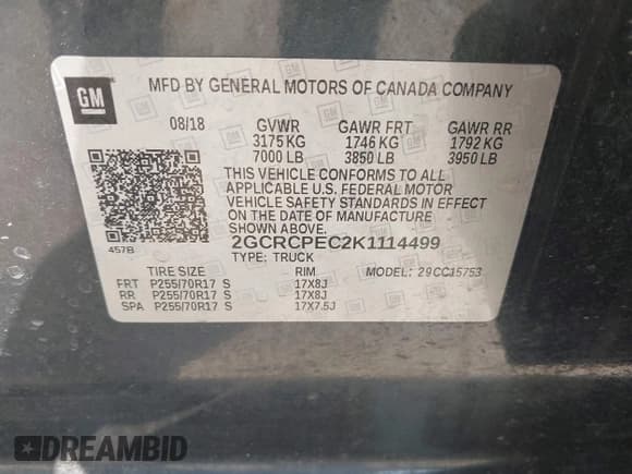 ✅ 2019 Chevrolet Silverado 1500 LT • VIN: 2GCRCPEC2K1114499 • Lot: 43338926. Wystawiony na IAAI z przebiegiem 126 728 mil. Bezpłatny archiwum sprzedaży aukcyjnych z USA i szczegółowy raport historii pojazdu na DreamBid. Zdjęcie 9.